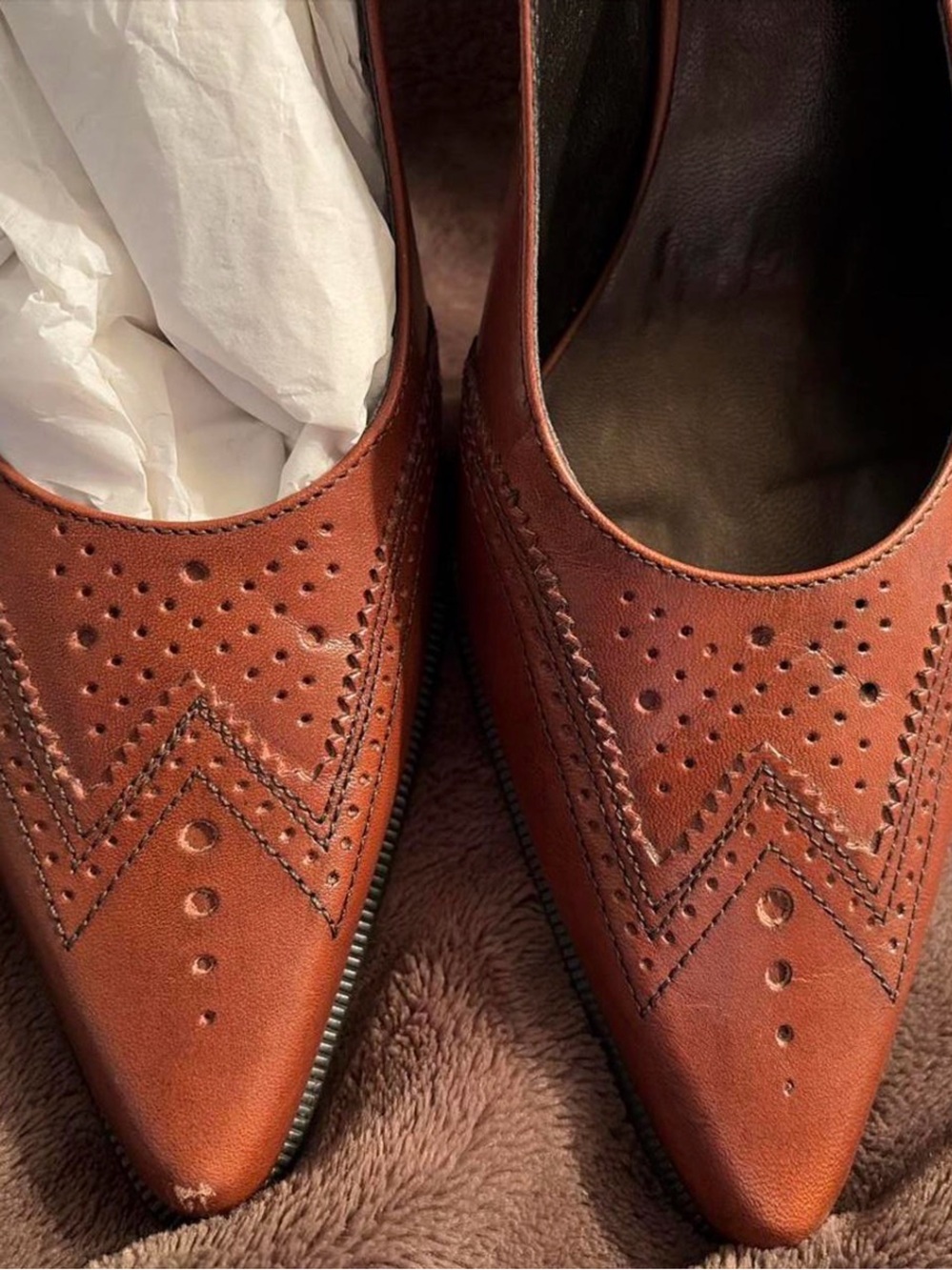 Classic woman’s heels Leather Dress Shoes — Brown